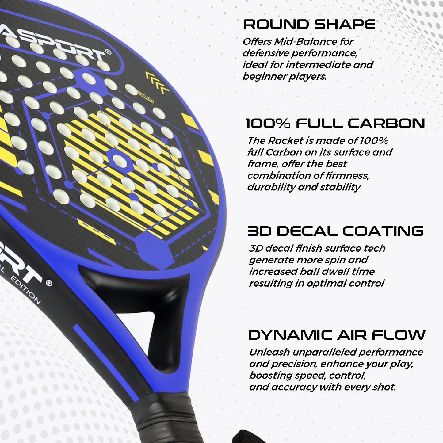 Luna Control Women's Padel Racket - Ocean Blue