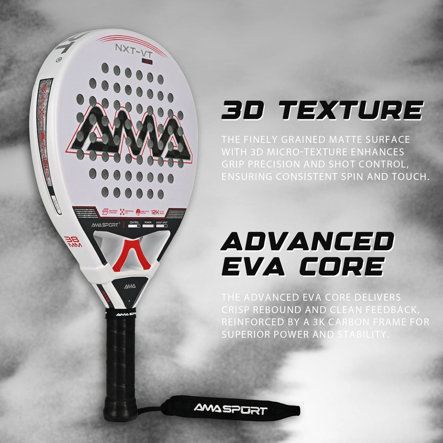 Luna Control Women's Padel Racket - Arctic White
