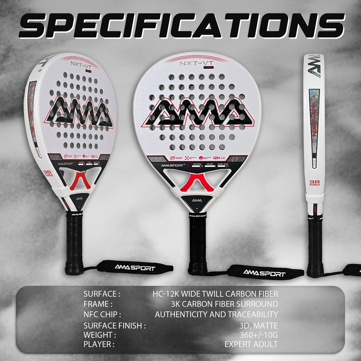 Luna Control Women's Padel Racket - Arctic White